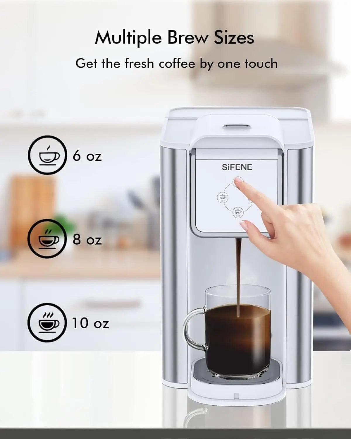 SIFENE Single Serve Coffee Machine, 3 in 1 Pod Coffee Maker For K-Pod Capsule, Ground Coffee Brewer, Leaf Tea Maker, White