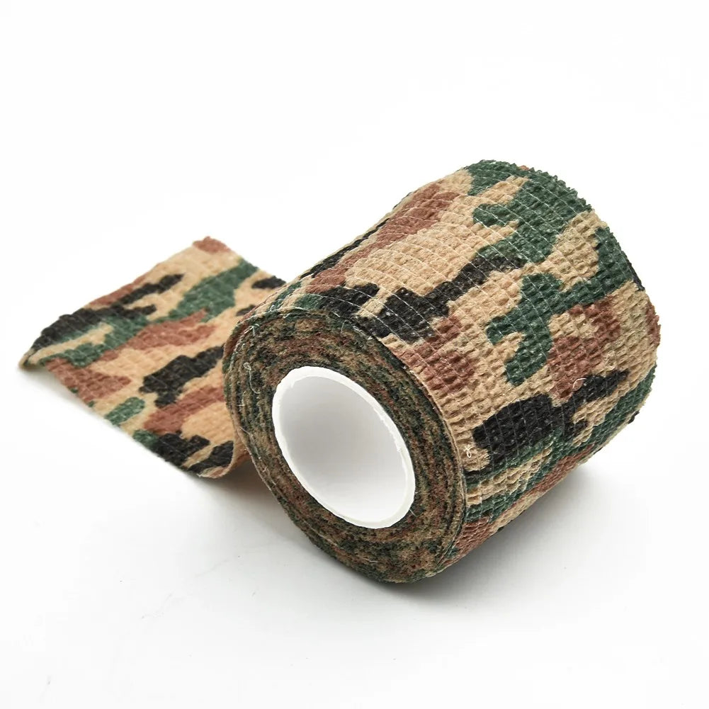 Hand Tool Camo Form Reusable Self Cling Camo Hunting Rifle Provide Insulation Fabric Tape Wrap Polyester Camouflage Equipment