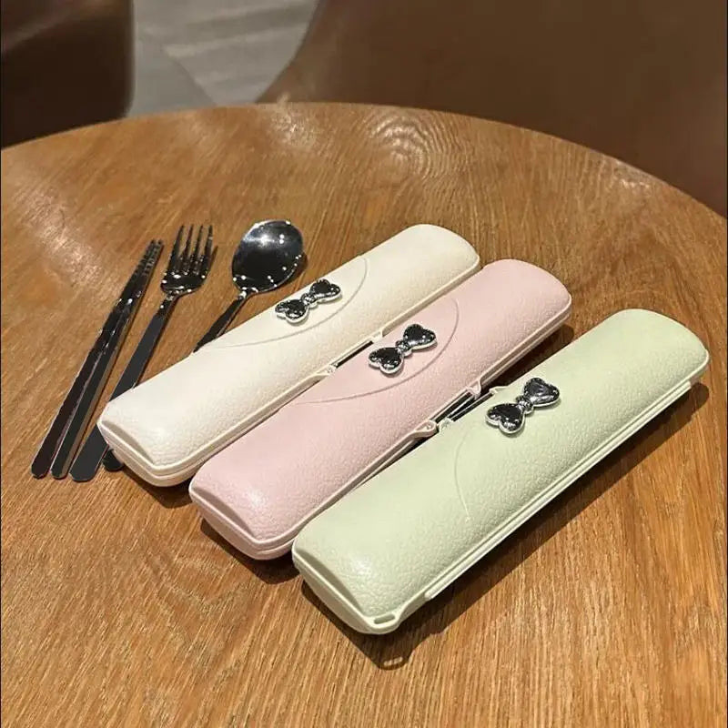 2/3PCS stainless steel portable cutlery student outdoor good-looking Korean spoon fork and chopsticks storage box gift set