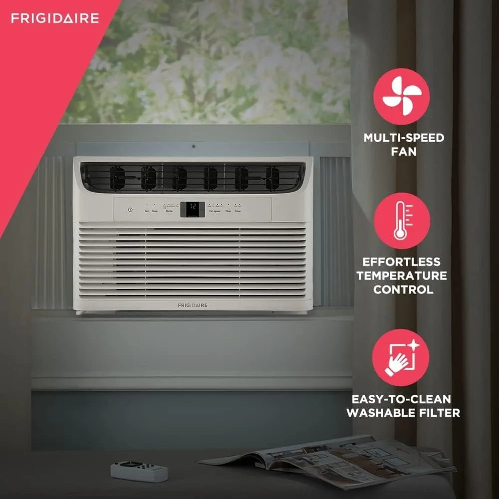 Window-Mounted Room Air Conditioner, 6,000 BTU with Multi-Speed Fan, Sleep Mode, Programmable Timer, in White
