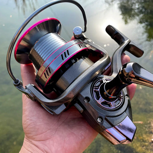 GHOTDA Spinning Reel Deep Metal Spool 12000 10000 9000 Series Fishing Reel Saltwater Max Drag Power 20-30kg