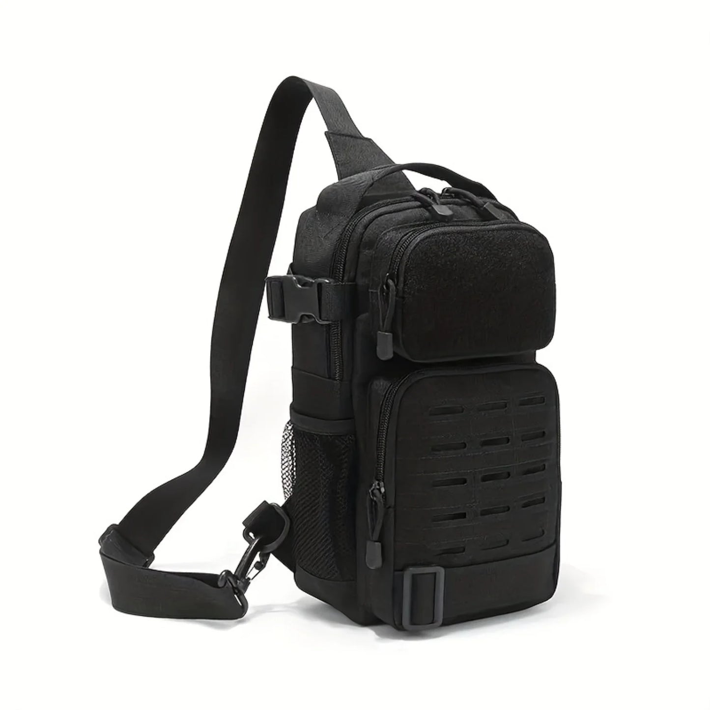 1pc Solid Color Chest Bag, Molle System Shoulder Backpack For Men And Women For Traveling, Hiking, Walking