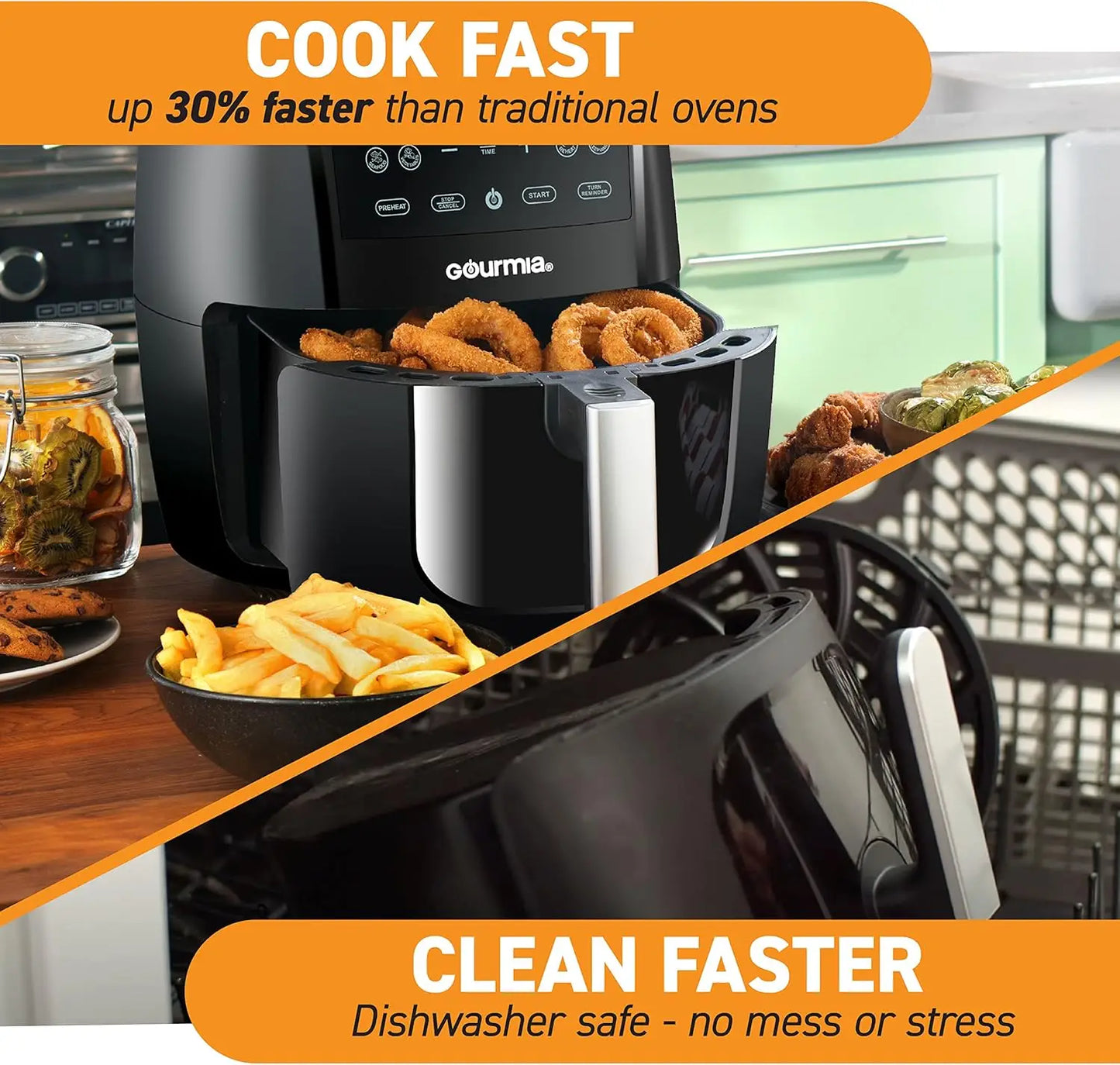 Air Fryer Oven Digital Display 6 Quart Large AirFryer Cooker 12 1-Touch Cooking Presets, XL Air Fryer Basket 1500w Power Multifu
