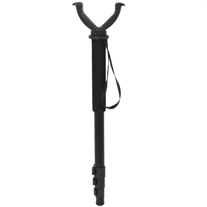 Aluminum Hunting Shooting Accessory V Shaped Rotating Yoke Monopod Telescopic Shooting Stick Hunting Stick with Shoulder Strap