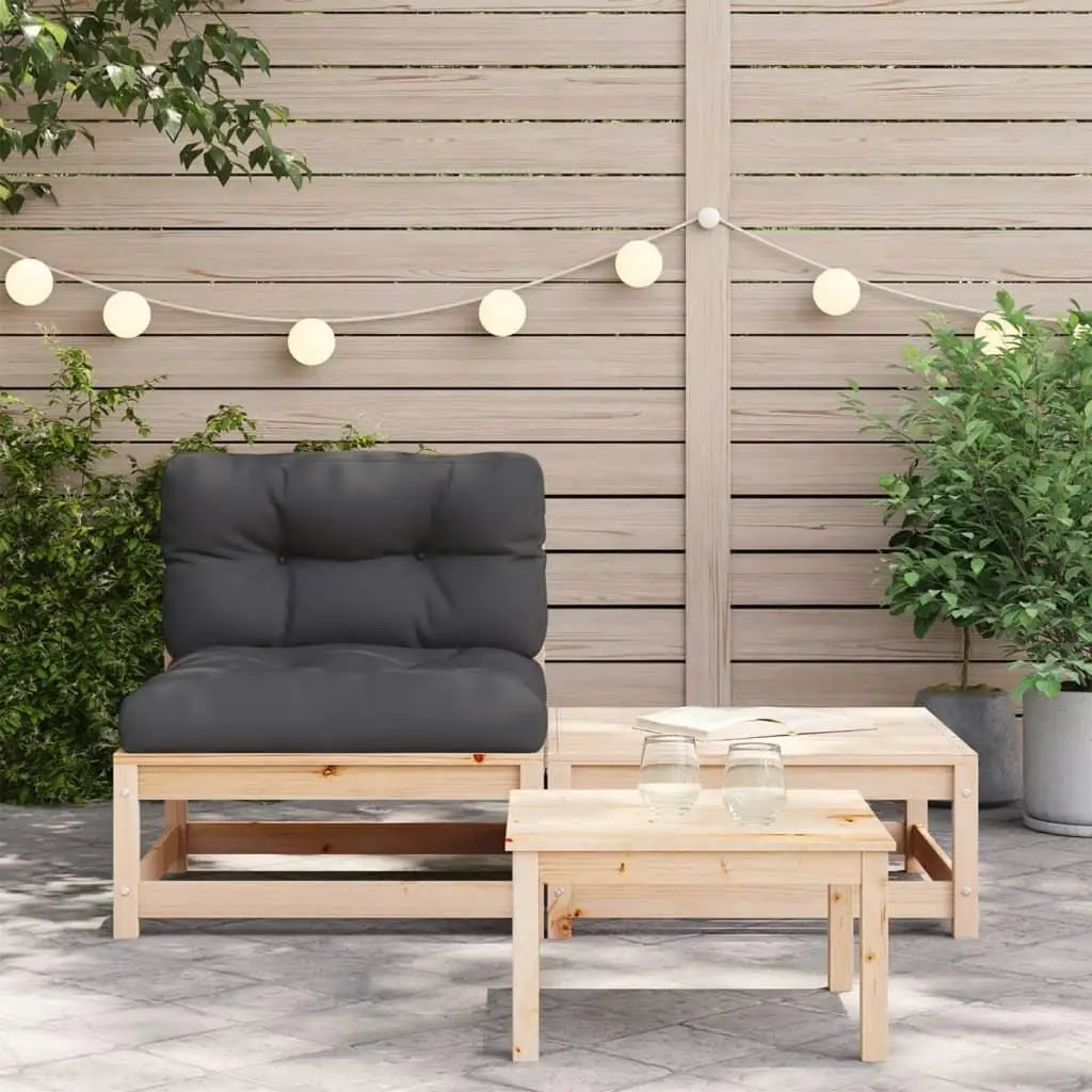 Armless Patio Sofa Set with Cushions & Footstool - Modern Outdoor Furniture