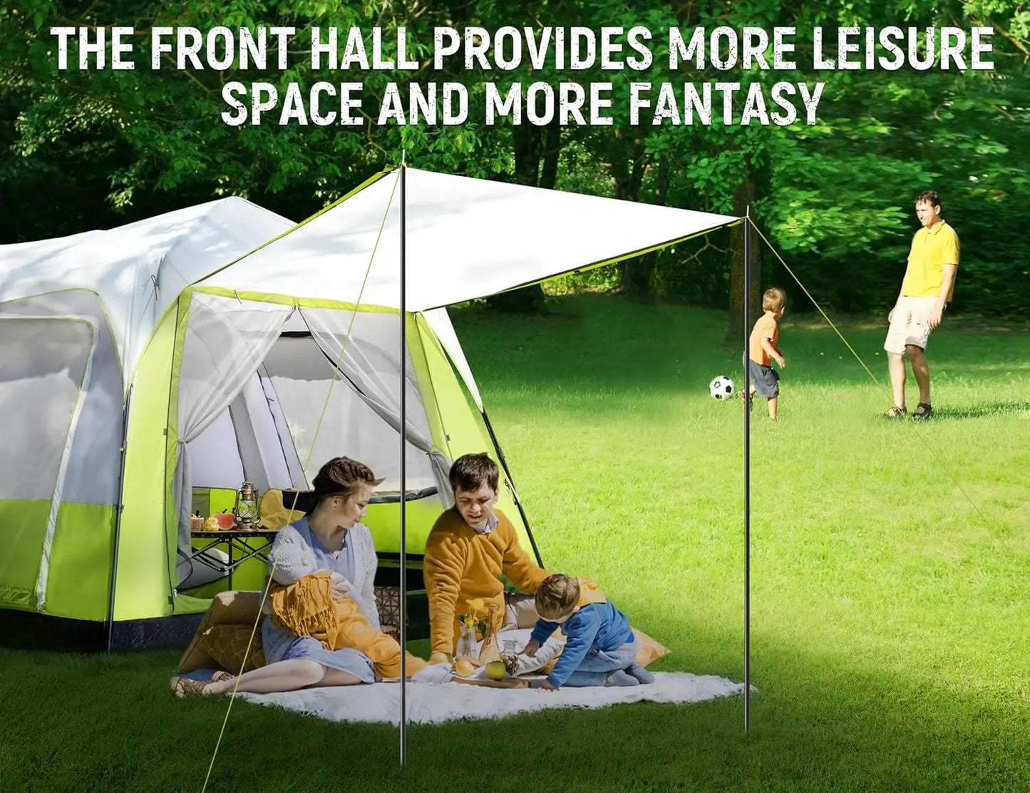 Person Camping Tent, Pop-Up Family Tent for Instant Easy Setup, Spacious Interior, Includes, Room Divider