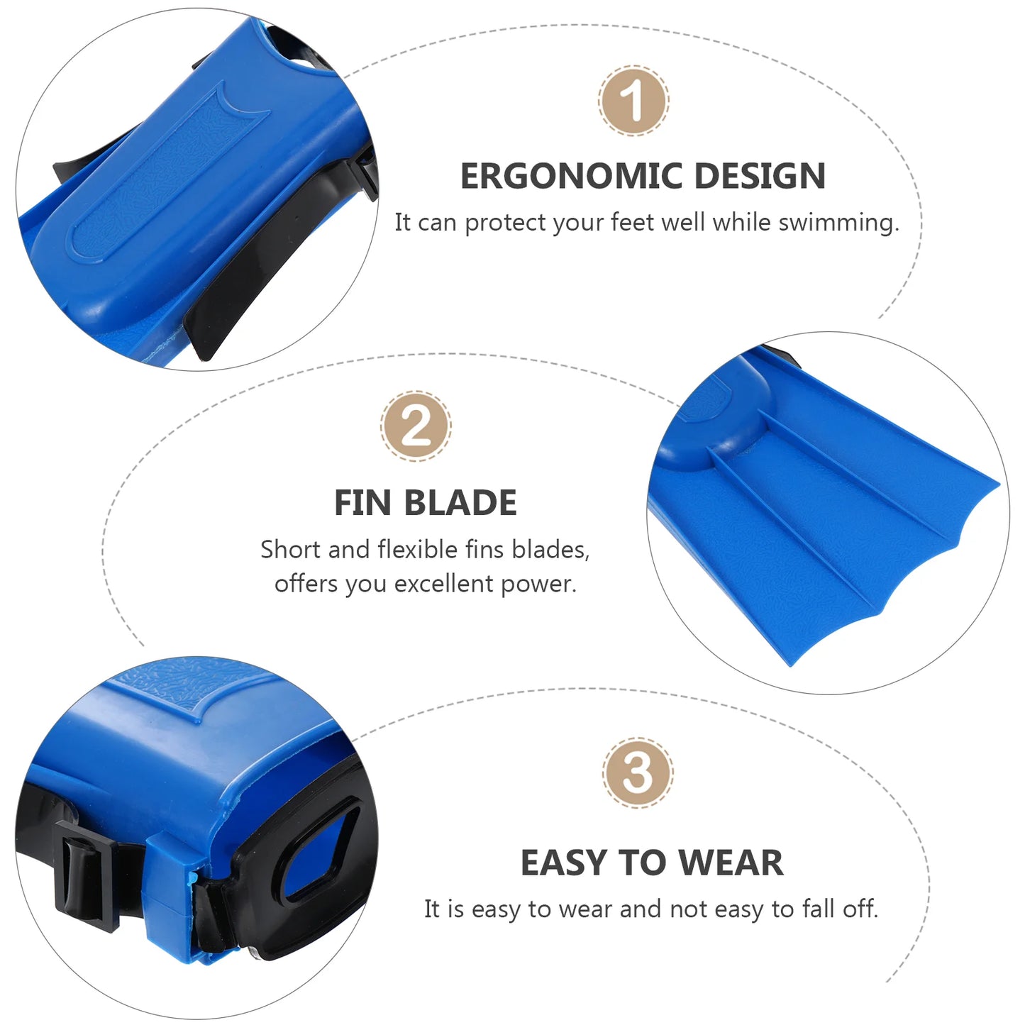 Swim Fins Snorkeling Gear for Adults Short Swimming Diving Rubber Flippers Unisex Durable Men and Women