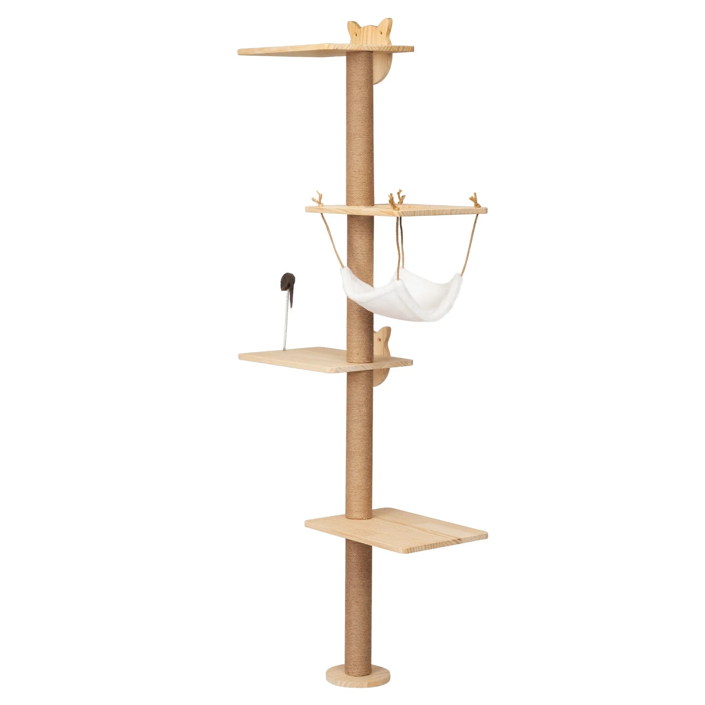 Wall-Mounted Cat Scratching Pad for Cat Indoor Wood Cat Tree with Hammock Cat Scratcher Perch