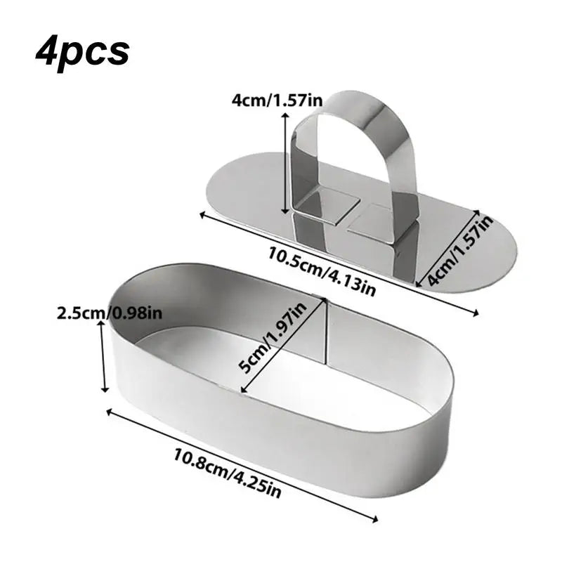 Pastry Rings 4X Stainless Steel Cooking Rings Cake Ring Molds Food Rings Dessert Mousse Cooking Rings Pastry Mold with Pusher