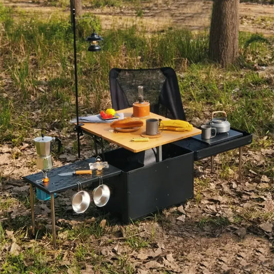 High Quality Popular Picnic Outdoor Camping Camper Portable mini Kitchen Foldable Folding Table Box  Mobile