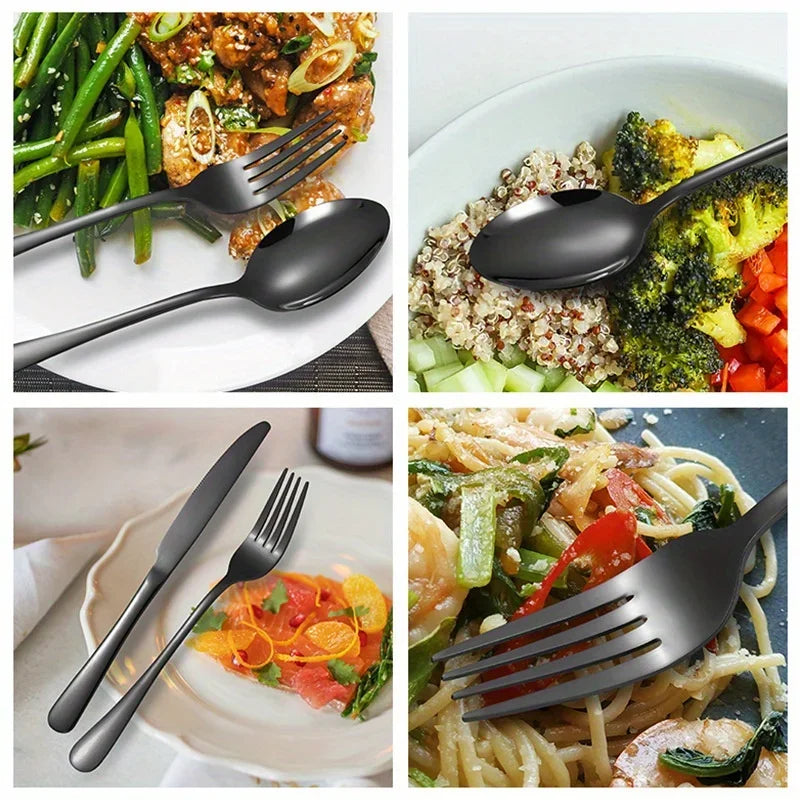 24-Piece Stainless Steel Cutlery Set Knives, Forks, Spoons & Teaspoons - Durable Stylish Design - Perfect for Home Dining