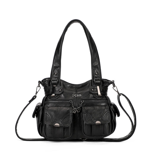KL928 Purses for Women Small Hobo Shoulder Bags Soft Vegan Leather Handbags Multi Pockets Tote Bag