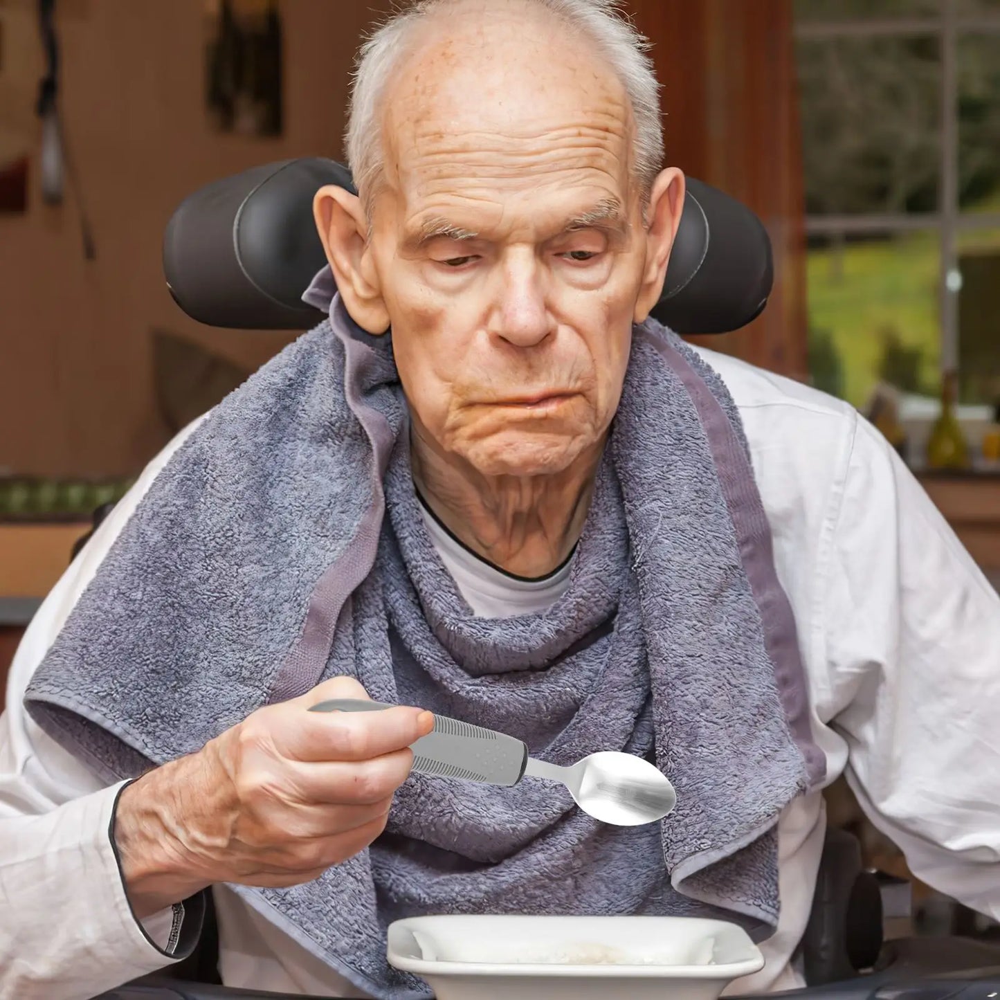 Elderly Utensils Adaptive Built Cutlery Up Bendable Spoon Handicapped People Fork Elderly set Parkinsons Non Handle Silverware