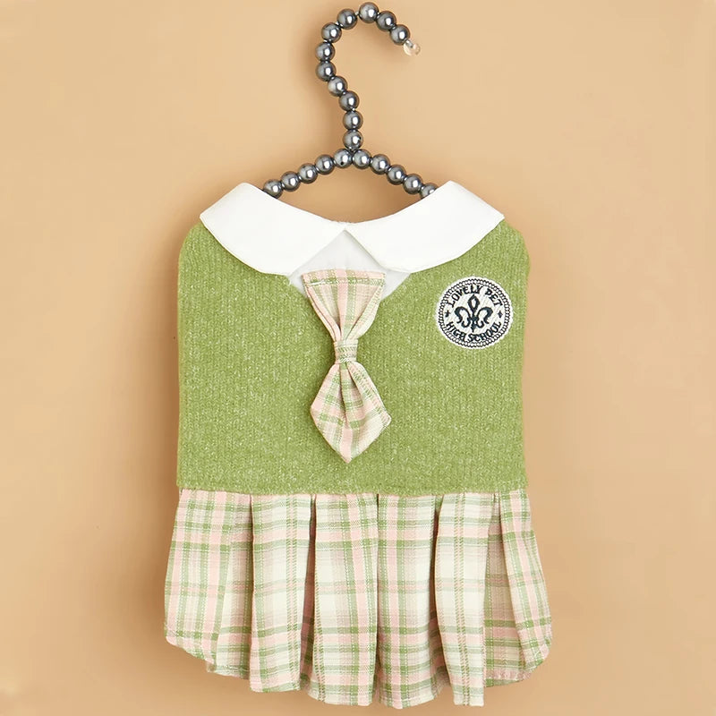 College Style Cute Pet Clothing Cats Dress for Small Dogs Cats Plaid Skirt Spring Clothes Cat Chihuahua Teddy Yorkshire Costume