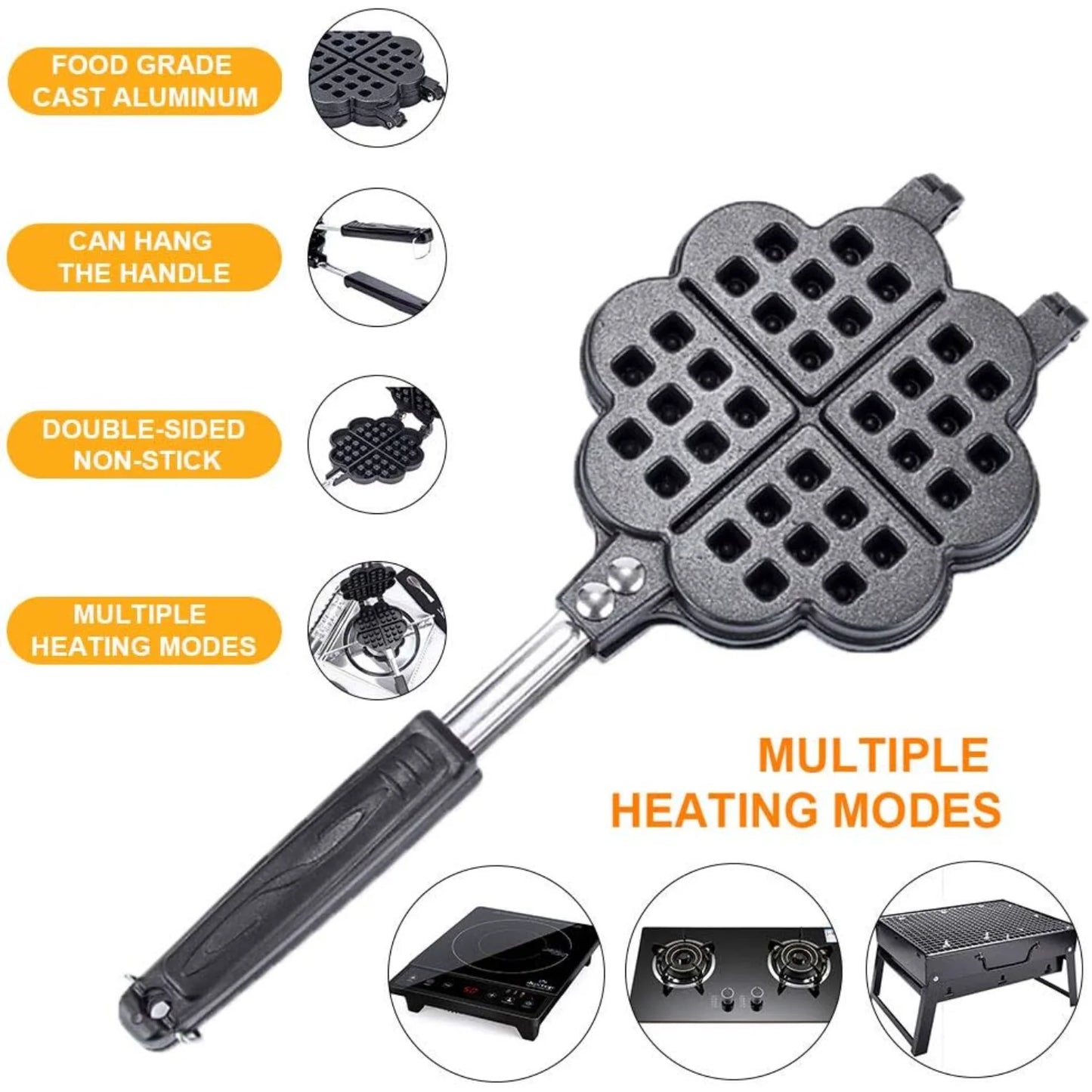 DIY Petal Shaped Waffle Cake Mold Pot, Baking Cake Pan, Non stick Double Side Biscuits Muffin Mould Pot Bakeware ,Baking Tools f