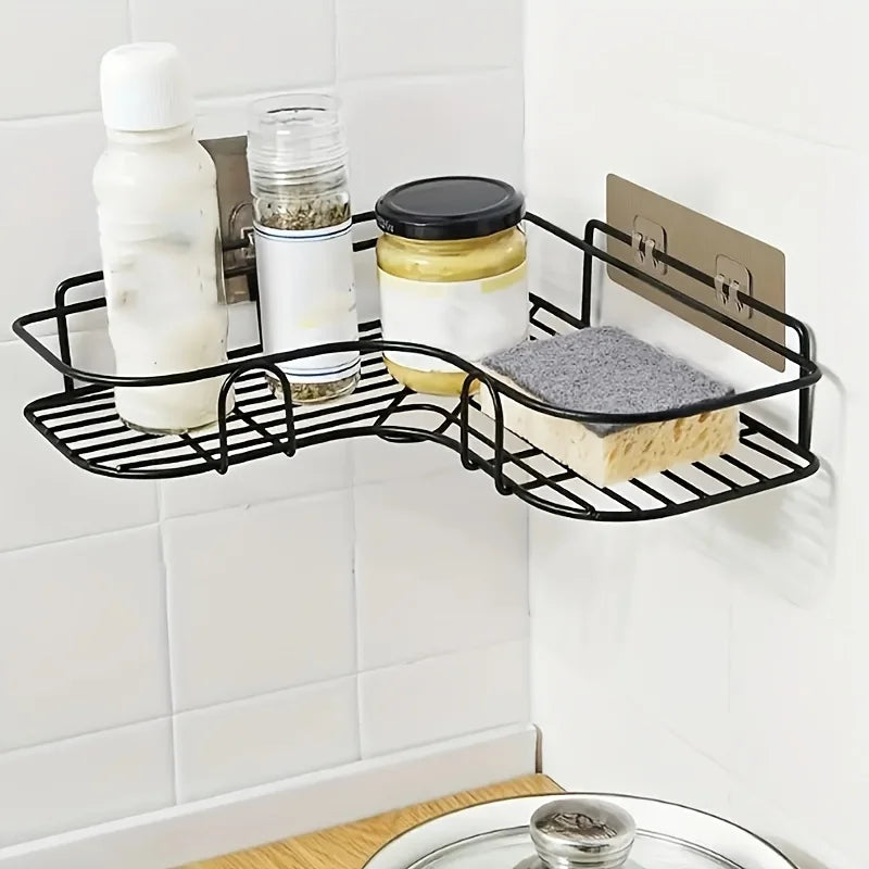 1pc Punch-free Triangle Rack, Corner Shelf, Dormitory Storage Rack, Storage Shelf For Bathroom & Kitchen