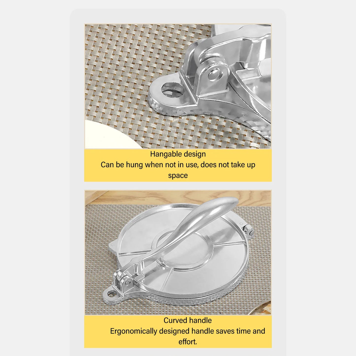 16/20cm DIY Tortilla Press Maker Aluminium Alloy Manual Corn Tortillas Dough Pressing Tool Kitchen Bakeware Cooking Accessories