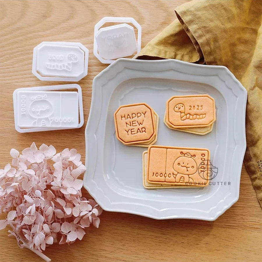 2025 Chinese Snake Year Cookie Cutter Mold Fortune Blessing Biscuit Stamp Pastry Dessert Fondant Cake DIY Bakeware Kitchen Items