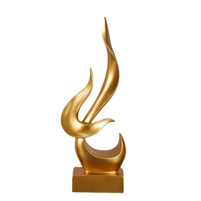 Resin Crafts Flame Abstract Bird Golden Sculpture Geometric Streamer Decorative Figurines Home Decoration Accessories