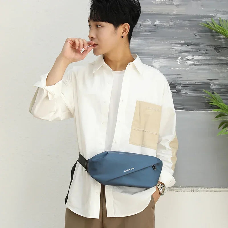 Solid Nylon Small Design Men's Waist Bag Simple and Fashionable Crossbody Bag Leisure Commuting Bolsos Aesthetic Shoulder Bags
