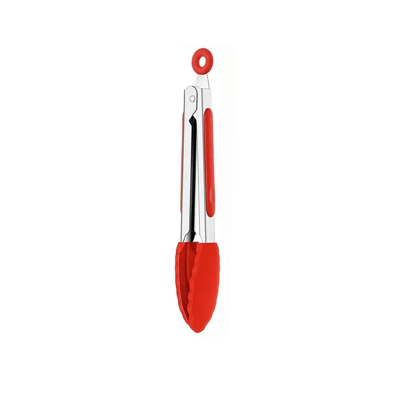 1pc Silicone Food Tongs Stainless Steel Kitchen Tongs Silicone Non-slip Cooking Clip Clamp BBQ Salad Tools Grill Kitchen Tools