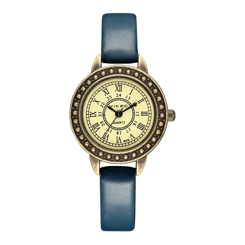 Vintage Leather Women Watches Brown Retro Roma Dial Quartz Ladies Quartz Watch Leather Thin Band Small Dial Relogio Feminino