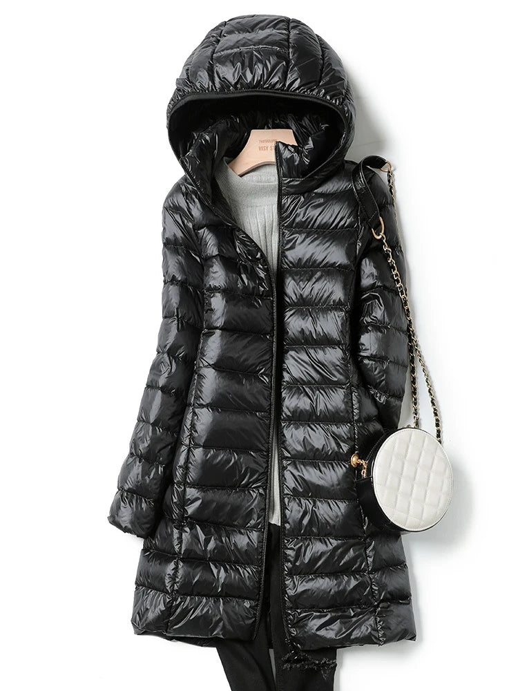 NewBang 4XL 5XL Plus Long Down Jacket Women Winter Ultra Light Down Jacket Women With Hooded Down Coat Female Big Size Coats