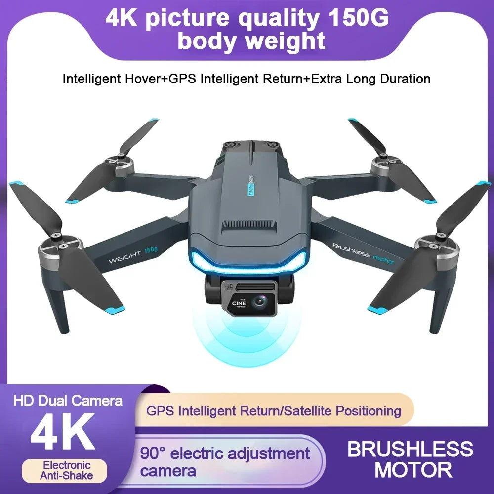 F194 Mini Brushless GPS Folding Drone 4K HD Dual Camera Drones Aerial Photography 5G Long Range Remote Control Dron Toy 1000M