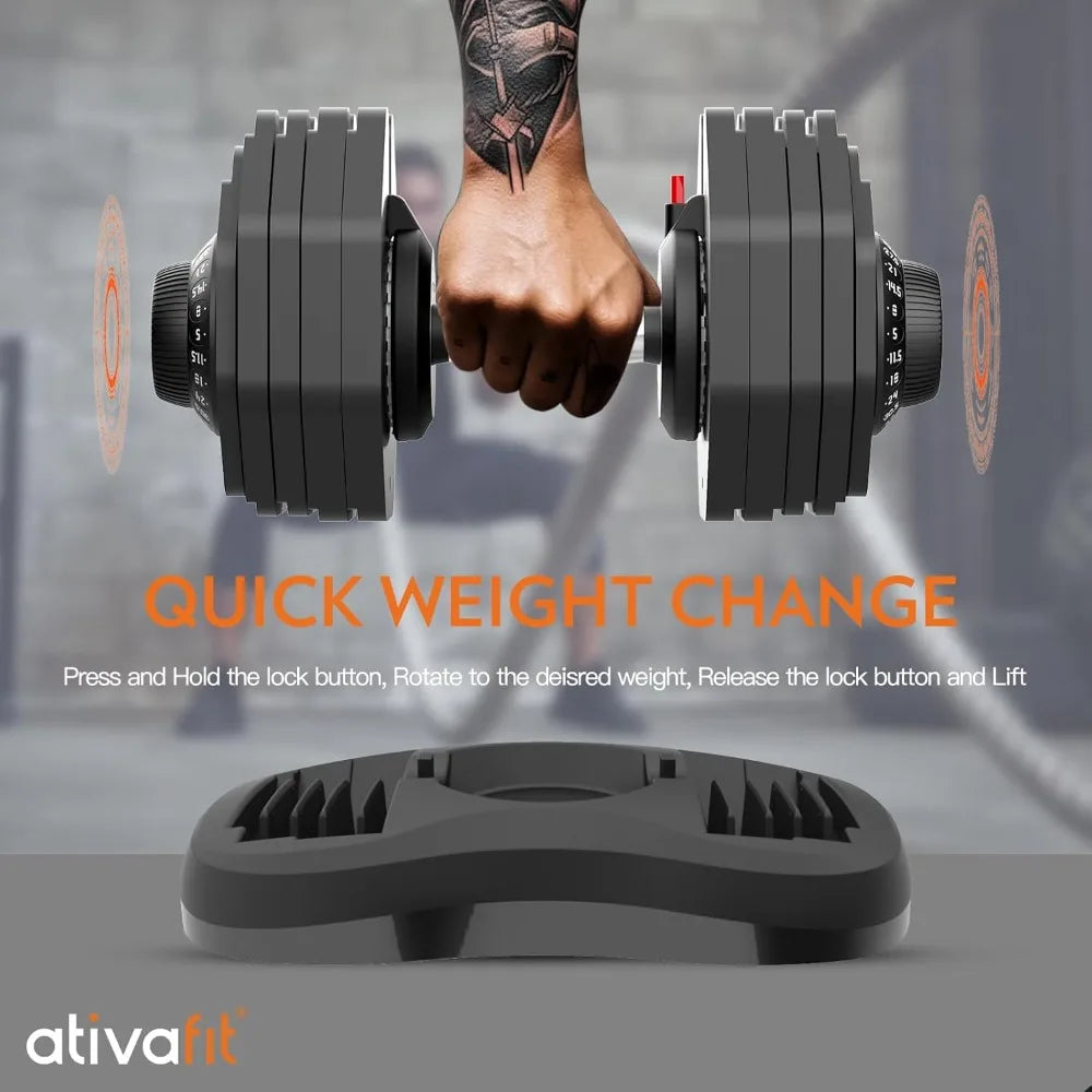 27.5 LBS/66LBS/88LBS Adjustable Dumbbell Set with Anti-slip Handle 12 in 1 Quick Dial Adjustment Weights with Safety Locking