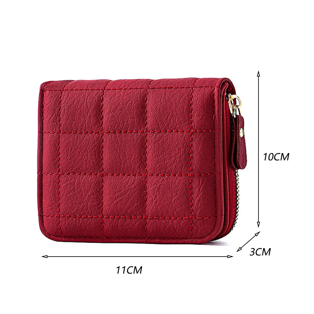 Women Men Coin Purse Simple PU Leather Wallet Zipper Solid Color Bifold Design Daily Men Card Holder Accessories