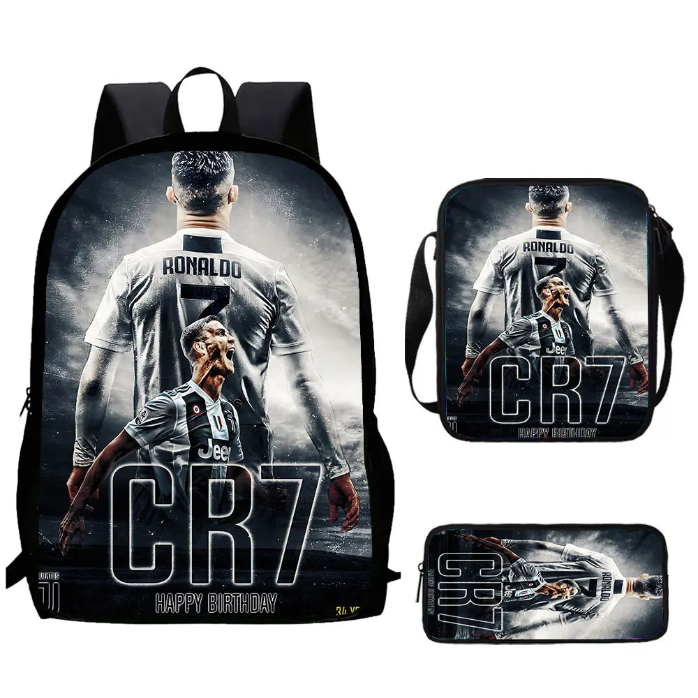 Cartoon C-CR7 Football-Stars Child School Backpack With Shoulder Bags Pencil Bags School Bags for Boys Girls Best Gift
