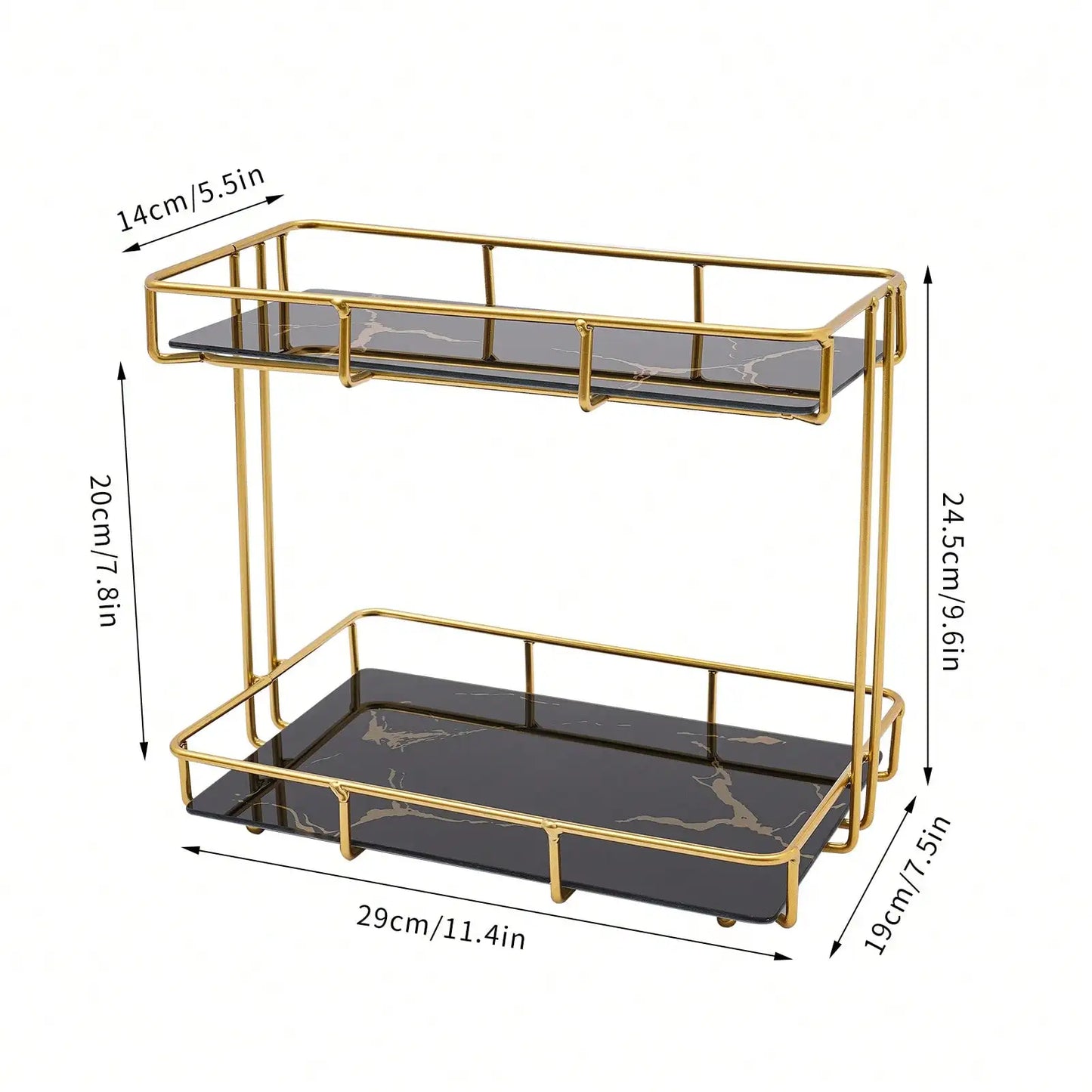 Black/White 2 Tier Bathroom Organizer Countertop Perfume Makeup Organizer Cosmetics Storage Display Rack Vanity Tray Dresser