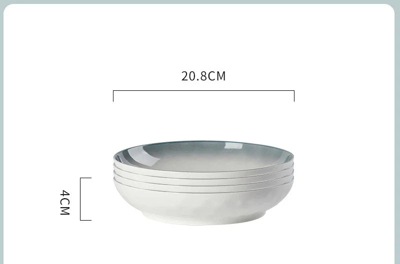 Ceramic Bowl Dish Gift Set Home Advanced Thickened Dish Bowl Cutlery Set Gradient Color Tableware