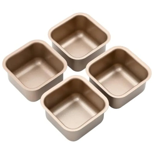 4 Pieces Mini Cake Moulds-Square Cake Baking Moulds-Baking Square Cake Moulds-Stainless Steel Mousse Cake Baking Moulds