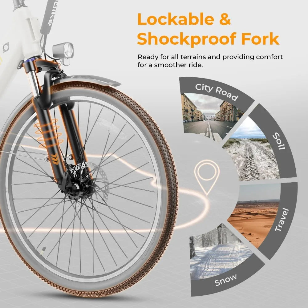 Cityscape 2.0 Electric Bike for Adults with 1000W Motor Peak,26" Electric Commuter Bike with 7-Speed and Front Suspension.