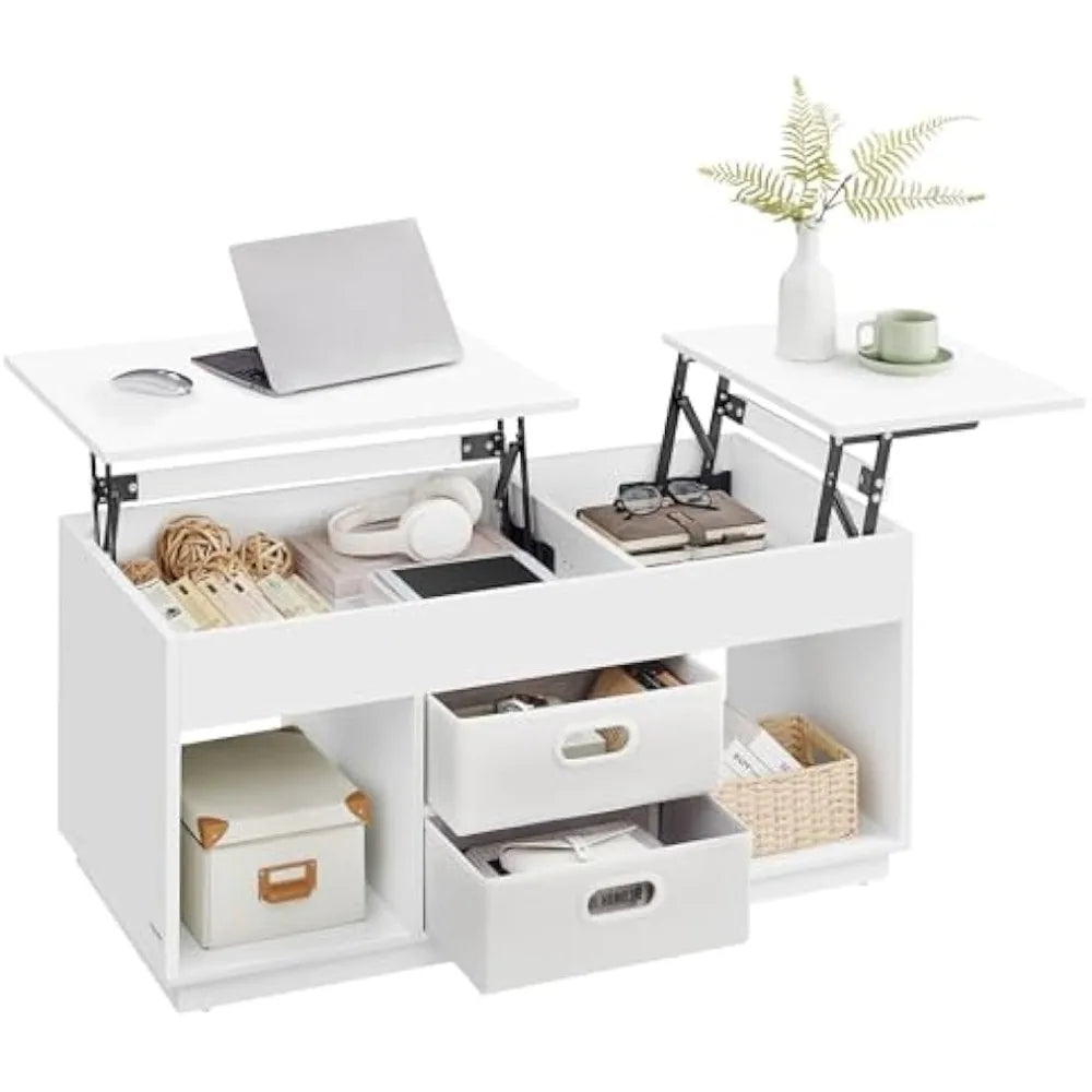 Coffee Table, Lift Top Coffee Table with 2 Drawers and Hidden Compartments, Center Table with Lift Tabletop, Open Compar