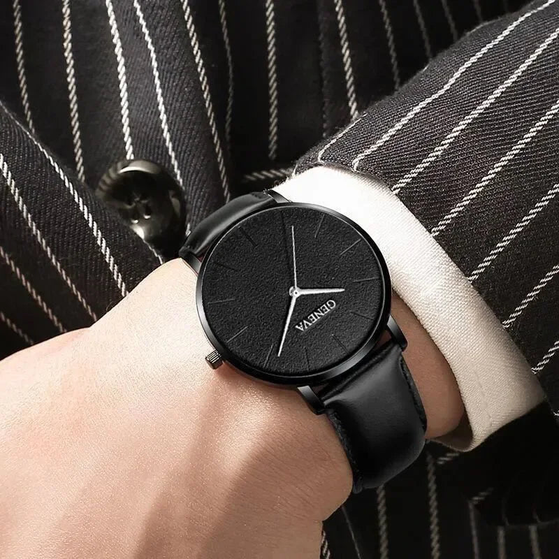 New Men Watch Luxury Bracelet Set Fashion Business Brown Leather Quartz Wrist Watches for Men Gift Set Relogio Masculino