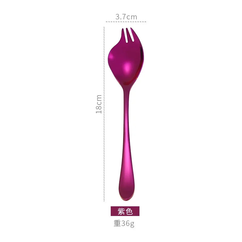 Salad Spork Stainless Steel Spork One Scoop Creative Salad Spoon Fruit Fork Dual-purpose Spork Kichen Accessories utensils