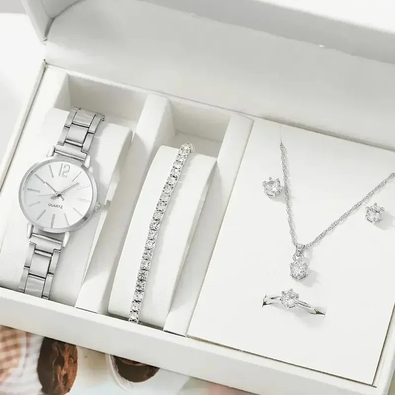 2pcs Set Watch Luxury Women Simple Dial Hollow Strap Fashion Gold Bracelet Quartz Wristwatch Student Ladies Watches Reloj Mujer