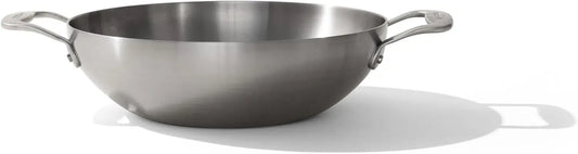 10" Stainless Steel Kadai Pan - 5 Ply Stainless Clad - Professional Cookware - Induction Compatible