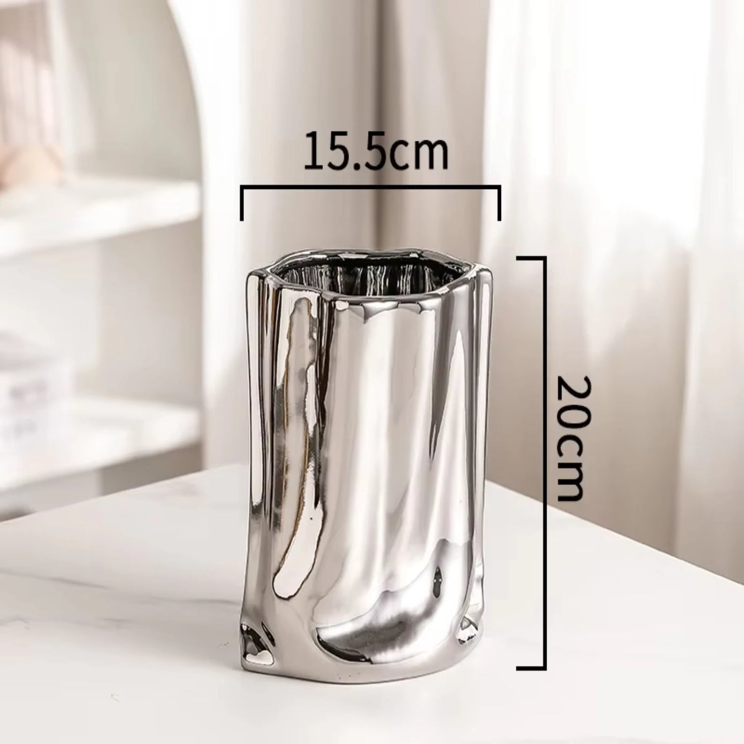 Silver-plated Ceramic Vase  Room   Style Flower Arrangement  Decoration
