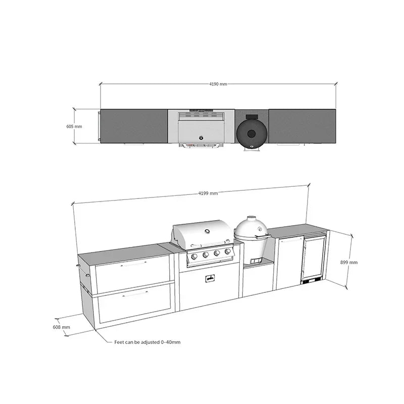 Professional Design Modern Modular Large BBQ Grill Outdoor Kitchen Cabinets Island Stainless Steel for Entertainment