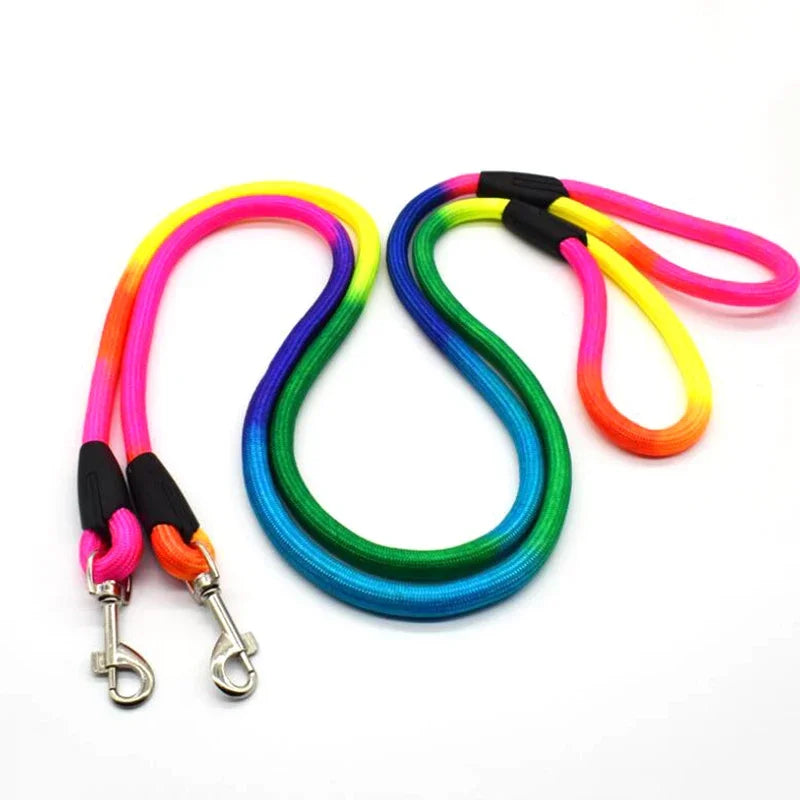 Durable Nylon Rainbow 1.2M Pet Dog Leash Walking Training Leash Cats Dogs Harness Collar Leashes Strap Belt Rope Pink dog collar