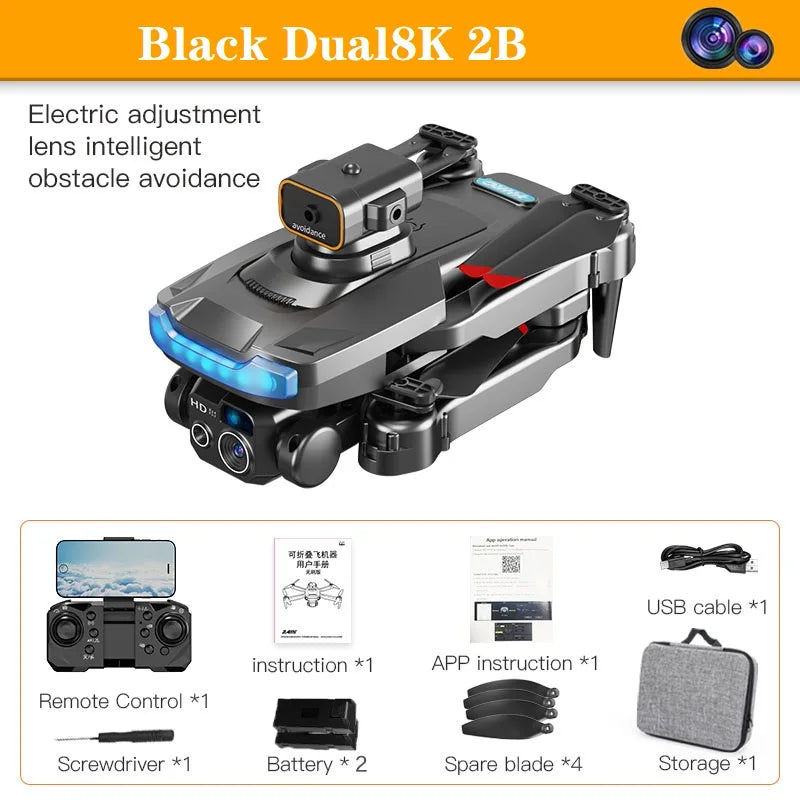 2023 P15 Mini Drone 8k Profesional 4K HD Camera Obstacle Avoidance Aerial Photography Brushless Foldable Quadcopter 1km Toys