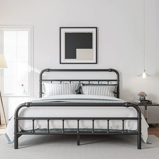 Queen Size Bed Frame With Headboard And Footboard, 18 Inches High, 3500 Pounds Heavy Duty Metal Slats Support For Mattress, No