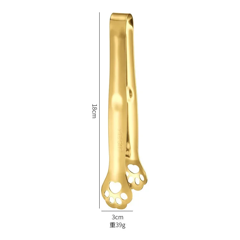 Kitchen Gadgets Barbecue Food Tong Non-Slip Cooking Clip Stainless Steel Ice Tongs Salad Cat Claw Shape Steak Clamp Bread Tongs