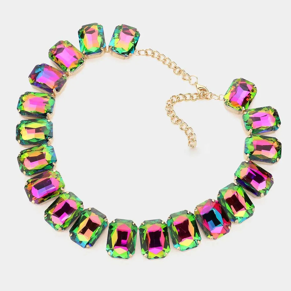 Stonefans AB Color Necklace and Earring for Women  Rhinestone Rhinestone Choker Dubai Fashion Wedding Jewelry Sets Bridemaids