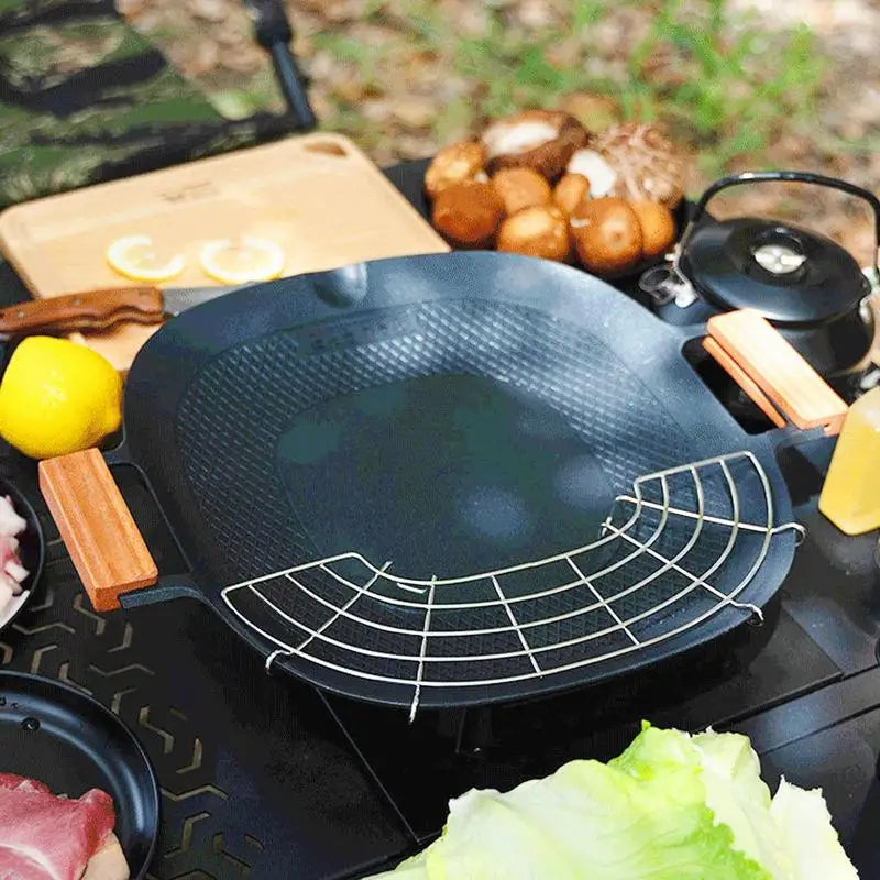 Griddle Pan Induction Cooker Cassette Stove Outdoor Grill Plate Teppanyaki Korean Style Barbecue Pan for Home Party Travel and