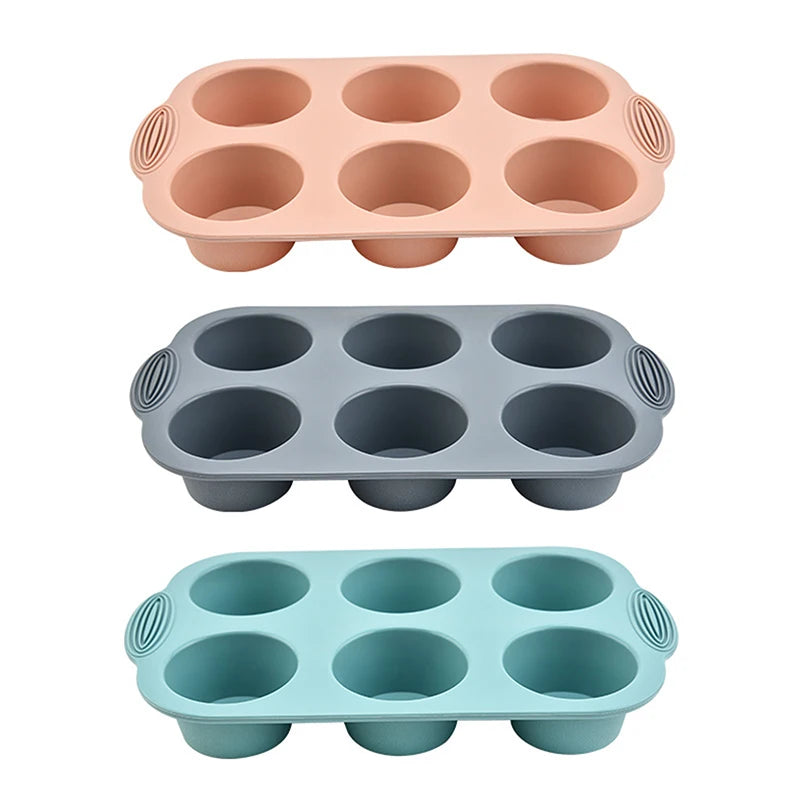 6 Round Silicone Mold Muffin Cup DIY High Temperature Silicone Mousse Dessert Chocolate Cake Mold Kitchen Baking Tools