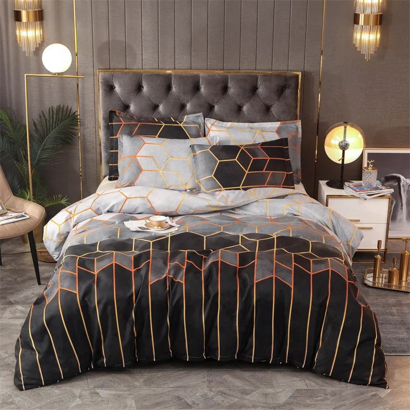 3Pcs Green Comforter Set Twin/Full/Queen/King/Single/Double Size, Geometric Bedding Sets for Man Woman, Marble Duvet Cover